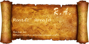 Rontó Arnold névjegykártya