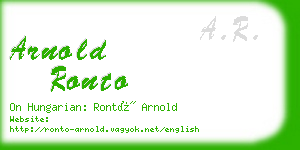 arnold ronto business card